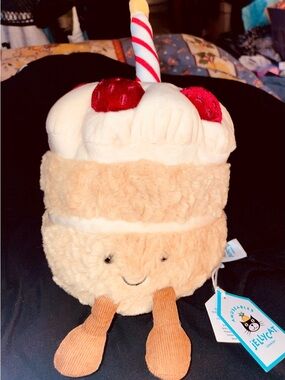 Jellycat Amuseables Birthday Cake - AUTHENTIC - Strawberry Candle - RARE LIMITED